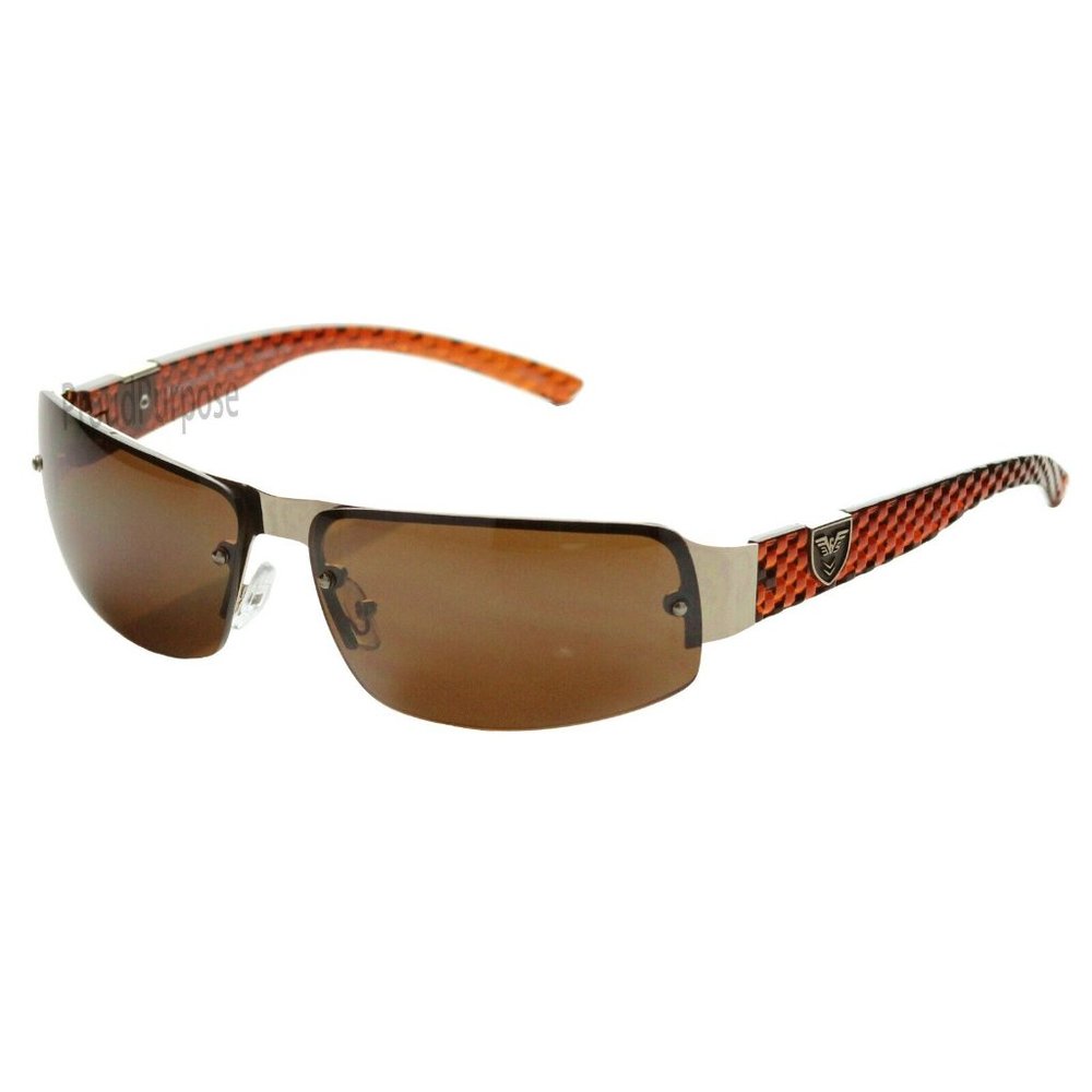 Retro Sunglasses Fashion Rectangular Designer Shades Rimless Wrap Around